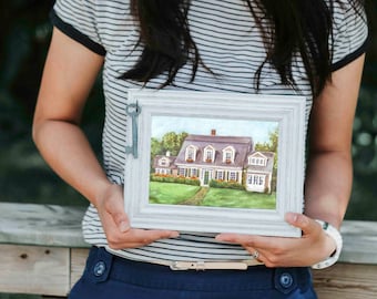 Portrait de maison peint à la main, peinture de maison à l'aquarelle, cadeau de pendaison de crémaillère