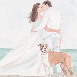 Hand Painted wedding portrait from photo, personalized art, custom watercolor portrait