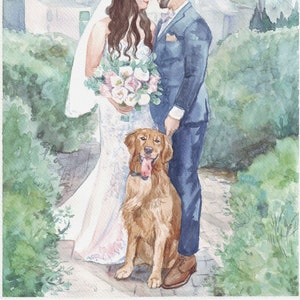 Ritratto di matrimonio ad acquerello, dipinto personalizzato da foto, ritratto del giorno delle nozze, ritratto di coppia, regalo di nozze