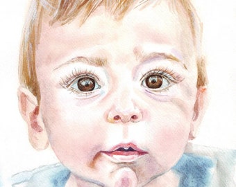 Custom watercolor portrait from photo, hand painted portrait of a child, thoughtful gift