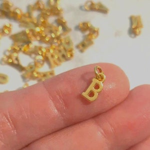 TINY GOLD INITIAL, tiny letter charm, small initial charm, dainty charms for bracelets, Add On Charms, gold plated letters for jewelry