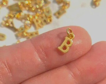 TINY GOLD INITIAL, tiny letter charm, small initial charm, dainty charms for bracelets, Add On Charms, gold plated letters for jewelry