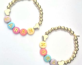 Personalized Name Tumbler Charm Custom Name Cup Accessory, Name Tag for Stanley Cup Handle with Heart Bead Charm Water Bottle Charm