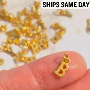 Tiny Gold Letter Charm Gold Letter Pendant Small Initial Charm Dainty Charm for Bracelet Necklace Add On DIY Charm for Jewelry Making Supply