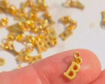 Tiny Gold Letter Charm gold letter pendant small initial charm dainty charm for Bracelet Necklace Add On DIY Charm for Jewelry Making Supply