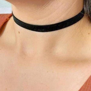 Collar Choker For Women, Black Velvet Choker Necklace, Thin Black Velvet Choker, Dainty Black Choker image 1