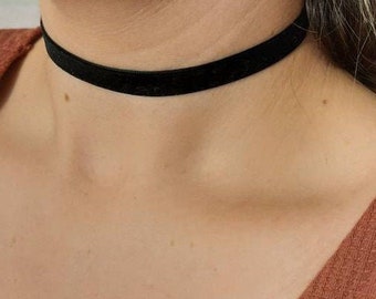 Collar Choker For Women, Black Velvet Choker Necklace, Thin Black Velvet Choker, Dainty Black Choker