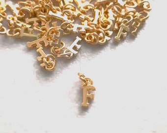 Gold Letter F Initial, Tiny letter F charm, small initial charm, dainty charms for bracelets, Add On Charms, gold plated letters for jewelry