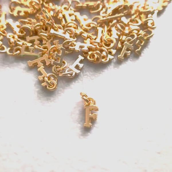 Gold Letter F Initial, Tiny letter F charm, small initial charm, dainty charms for bracelets, Add On Charms, gold plated letters for jewelry