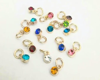 Add on Birthstone Charms, Tiny Birthstone Necklace Charm, Gold Charms for Necklace, Small Birthstone Jewelry for Mom Grandma Gift Jewelry