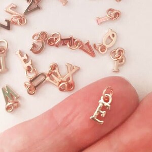 Letter Charms, Small Rose Gold Initials, Tiny Charms for Necklaces, Charms for Bracelets, Jewelry Making Supplies, Nail Art Charms