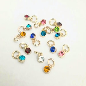 Add on Birthstone Charms, Tiny Birthstone Necklace Charm, Gold Charms for Necklace, Small Birthstone Jewelry for Mom Grandma Gift Jewelry