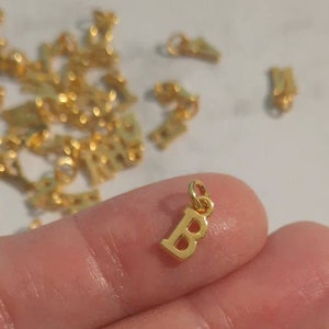 TINY GOLD INITIAL, tiny letter charm, small initial charm, dainty charms for bracelets, Add On Charms, gold plated letters for jewelry