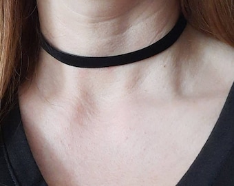 Choker Collar Necklace for Women, 3/8 Thin Velvet Collar, Black Velvet Necklace 12, 14, 16 inch, Black choker, Gift for Girlfriend