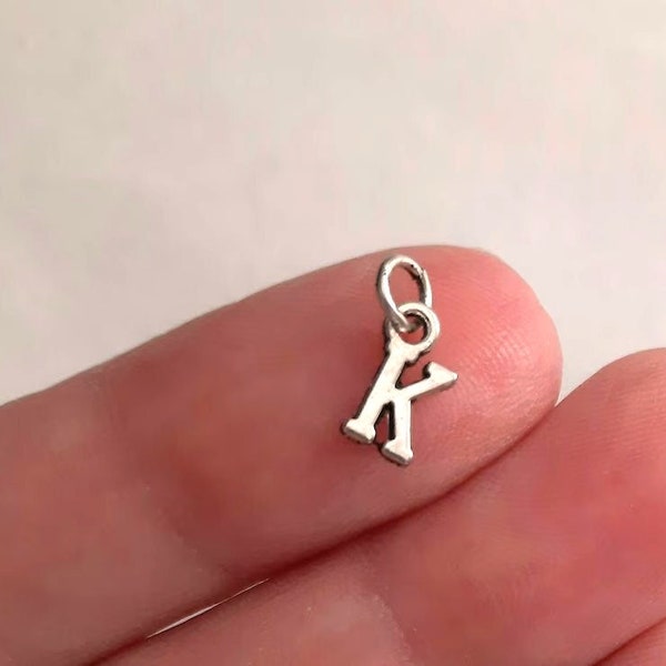 Tiny Personalized Silver Initial Jewelry Charms, Mini Letter Charms, Bracelet Charms, Necklace Charms, Super Tiny Charms