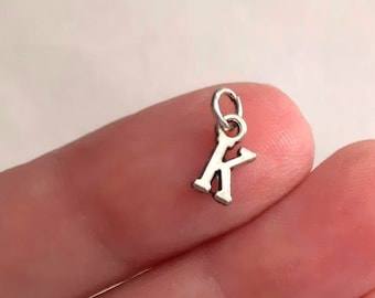 Tiny Personalized Silver Initial Jewelry Charms, Mini Letter Charms, Bracelet Charms, Necklace Charms, Super Tiny Charms