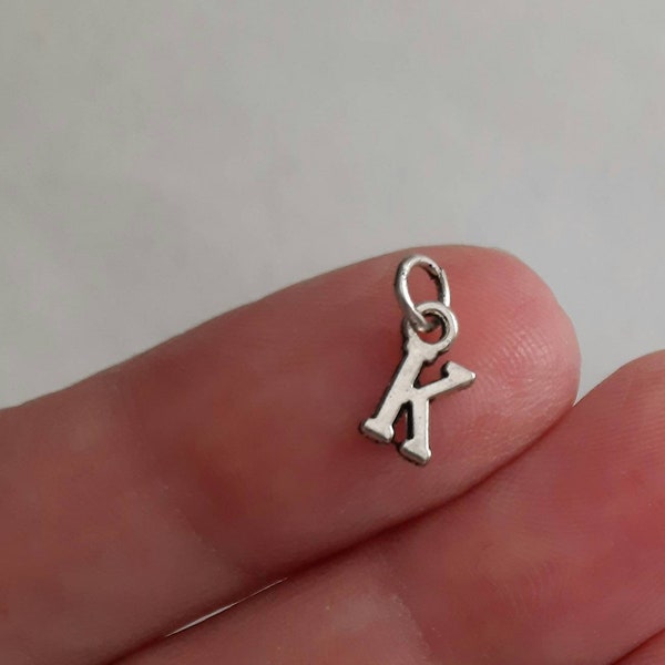 Tiny Personalized Silver Initial Jewelry Charms, Mini Letter Charms, Bracelet Charms, Necklace Charms, Super Tiny Charms