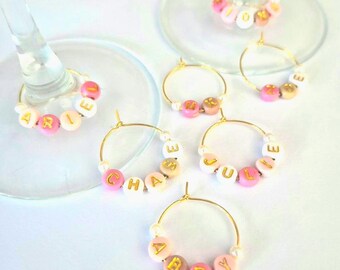 Personalized Wine Glass Charms Custom Name Drink Markers Bridal Shower Gift Bachelorette Party Drink Charms Bachelorette Party Favors