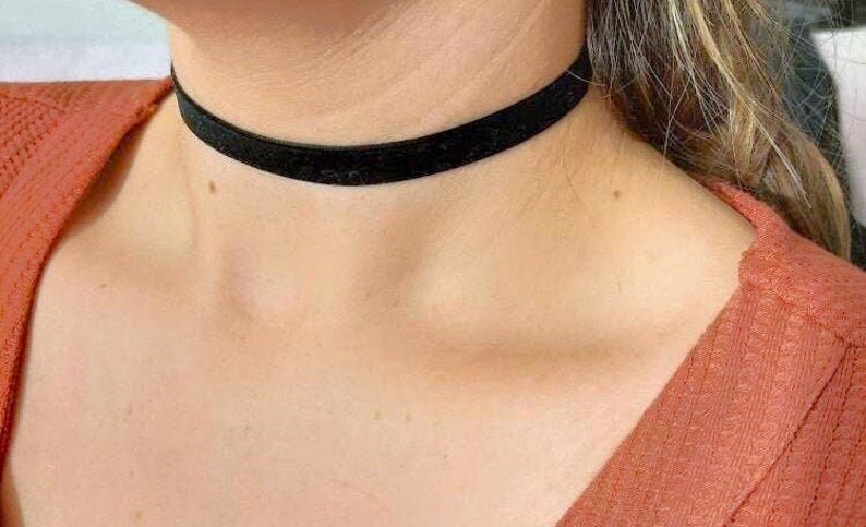 Collar Choker For Women, Black Velvet Choker Necklace, Thin Black Velvet Choker, Dainty Black Choker image 1