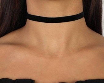 Black Velvet Choker Thin Collar Necklace for Women, Thin Choker, 12, 14, 16 inch Simple choker, Black choker, Trendy jewelry