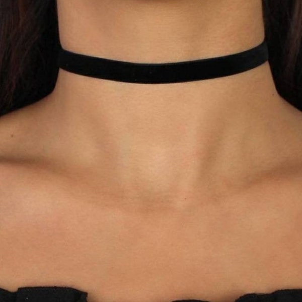 Black Choker Collar Necklace, Black Choker Necklace, Black Velvet Choker, Black Choker Necklace for Women, Choker Collar Necklace for Women