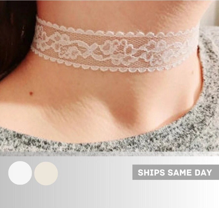 White Lace Choker Necklace for women Ivory Spring choker Boho choker, Wedding Necklace, Choker for Girls, White Wedding Choker Floral Choker