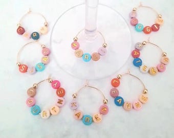Personalized Drink Tags Bachelorette Bridal Shower Gift for Wedding Party Favors Custom Name Wine Glass Charms Birthday Gift Wine Charm