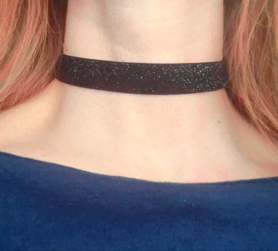 Black sparkly choker necklace deals