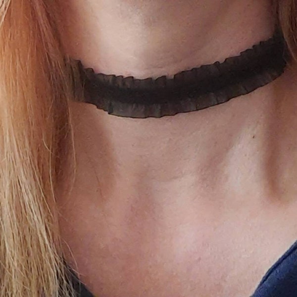 Black Stretch Lace Choker necklace for women, STRETCH Choker, Black Choker, Lace Necklace, Gothic choker, 12-16 Inch Choker, Trendy jewelry