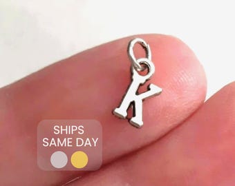 Silver Initial Charm Tiny Initial Jewelry Charms, Mini Letter Charms, Small Bracelet Charms, Necklace Charms, Super Tiny Charms DIY Jewelry