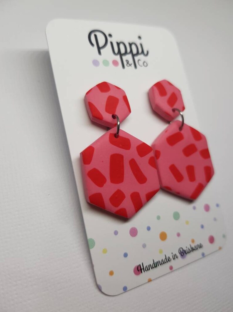 Large Dangles Pink /& Red