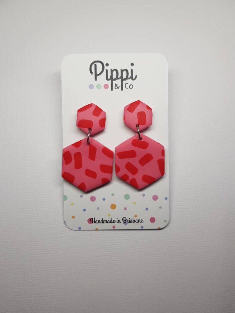 Large Dangles Pink /& Red