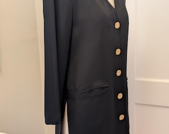 1990er Vintage 100% Seide, gefütterte kragenlose Jacke von Jeannette Booher