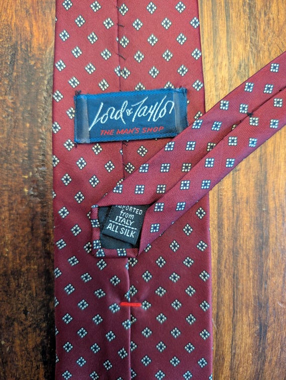 Vintage Lord & Taylor Italian Silk Men's Tie (burgundy)