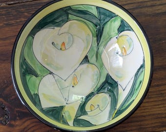 Vintage Denise Ford Hand Painted Calla Lily Bowl