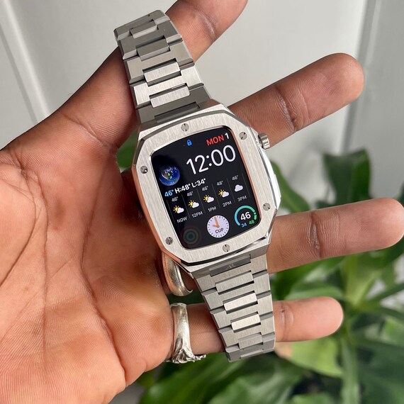 Silver Asorock X Apple Watch 44mm Stainless Steel Smart Watch - Etsy