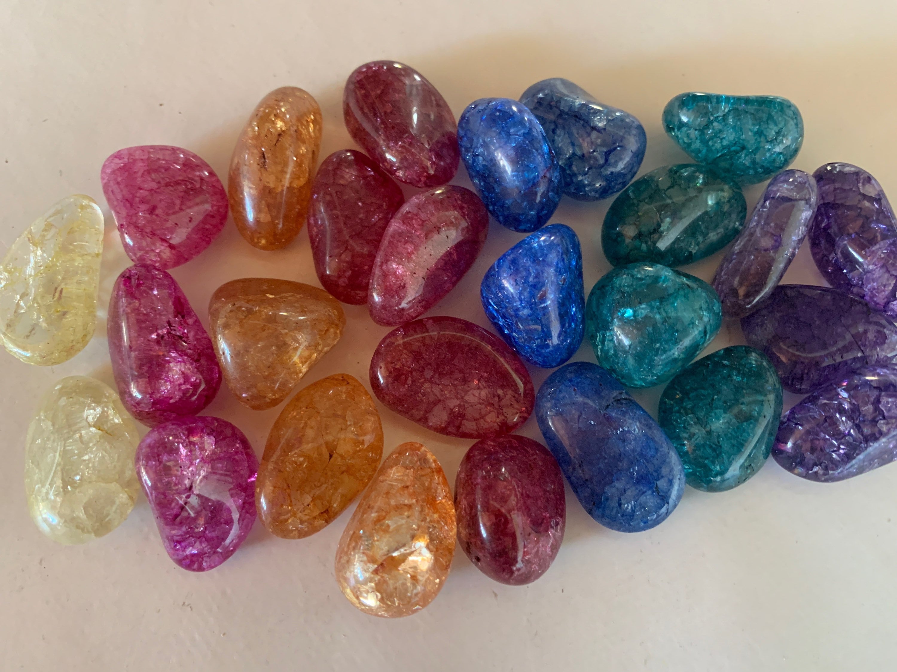 Crackle Quartz Tumbled Stones Dyed Crystal Healing Gemstone Etsy