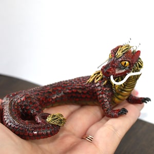 Lung Dragon Handmade Figure / Fantasy Dragon Sculpture / One-Of-A-Kind Sculpture
