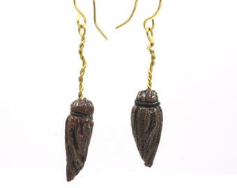 Broomstick Earrings - Witchy Brass Earrings - Alternaive Jewelry