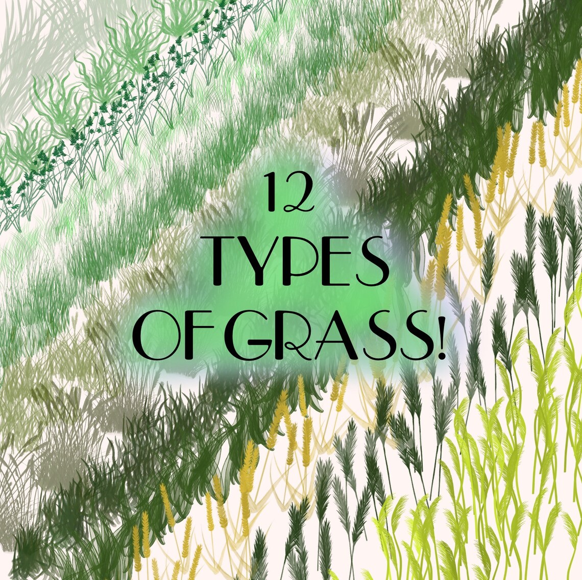 Procreate Grass Brush Set 12 Brushes Digital Download Brushes for