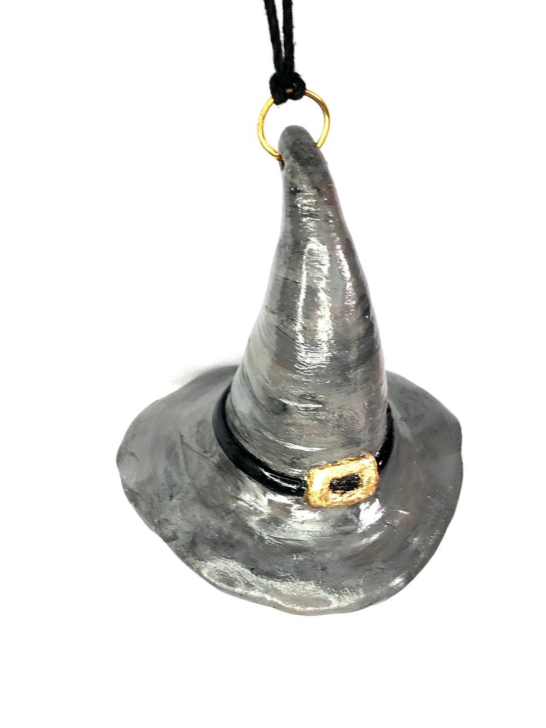 Witch Hat Sculpted Pendant With Gold Buckle - Pagan Pendant - Etsy