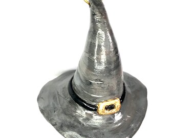 Witch Hat Sculpted Pendant With Gold Buckle - Pagan Pendant