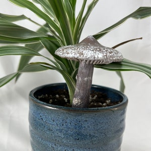 Hand Sculpted Mushroom Plant Stake: Fairy Garden Decor
