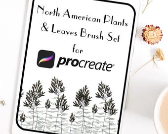 Procreate 植物ブラシセット：北米植物 20 種類 - デジタルアート用スタンプ（デジタルダウンロード）