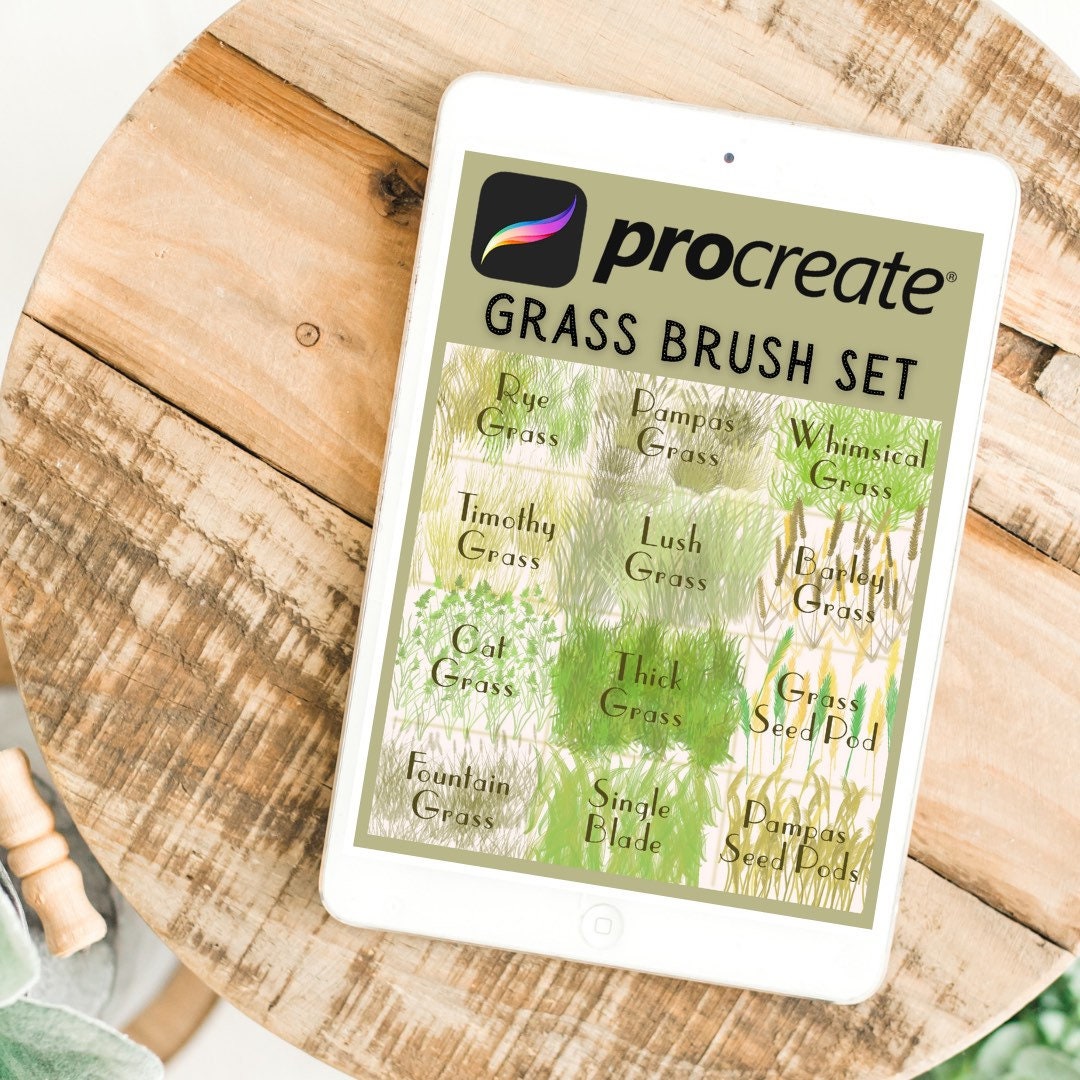 Procreate Grass Brush Set 12 Brushes Digital Download Brushes for