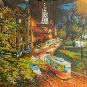 Evening on the street of Lviv    Painting is currently in Lviv, Ukraine. Will be shipped from there