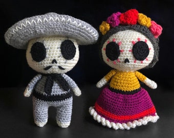 Pedro y Carmencita --- Dia de los muertos/halloween crochet PDF amigurumi pattern instructions