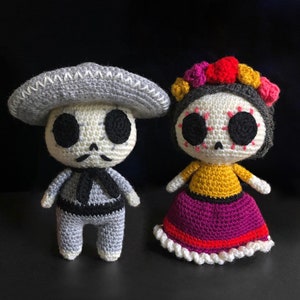 Pedro y Carmencita --- Dia de los muertos/halloween crochê PDF instruções de padrão amigurumi