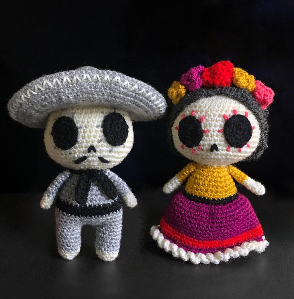 Pedro y Carmencita Dia de los muertos/halloween crochet Etsy