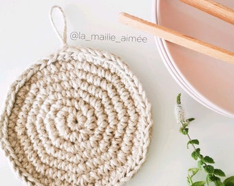 Dessous de plat jute blanc en fil de jute blanc au crochet pour art de la table